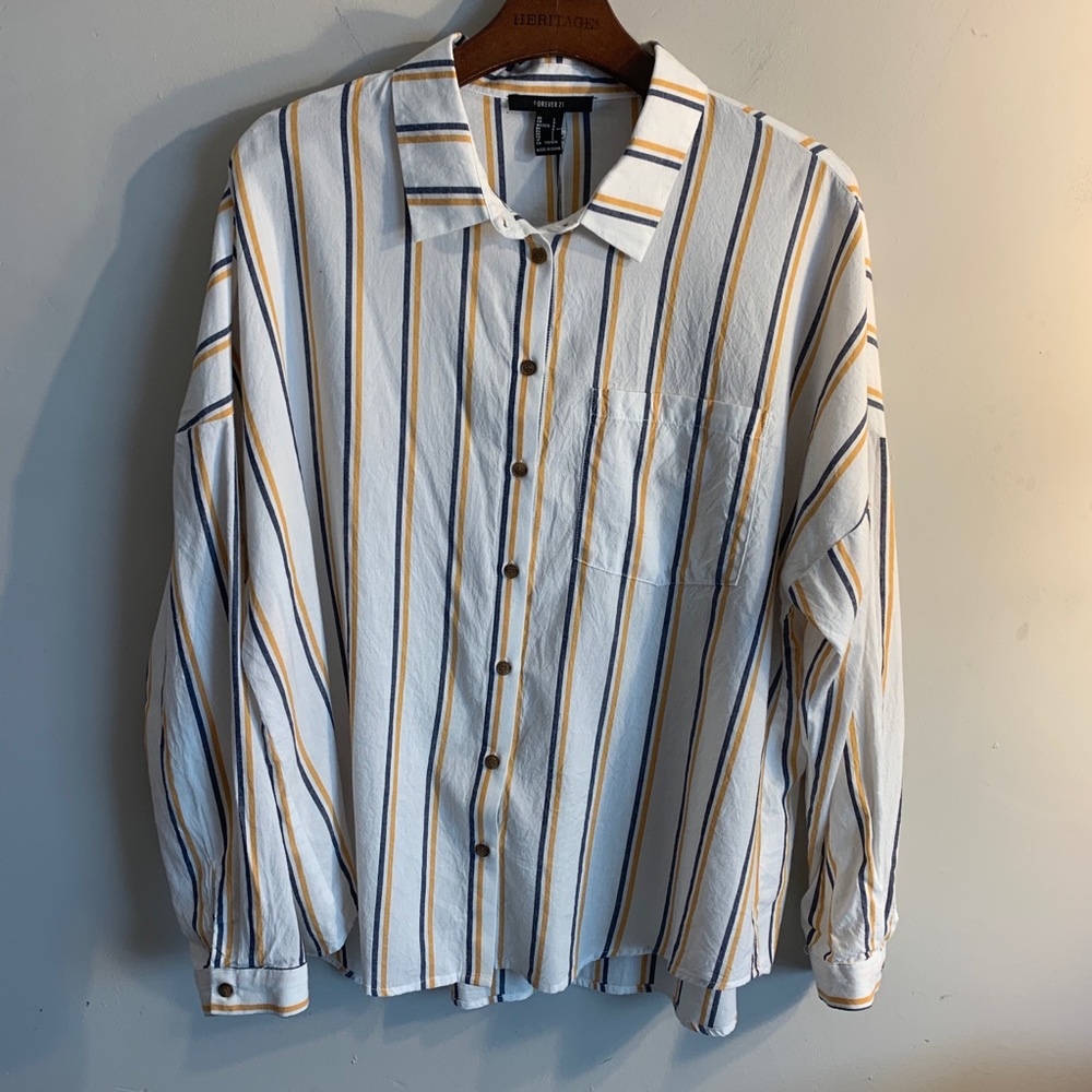 Blue and Yellow Striped Button Down